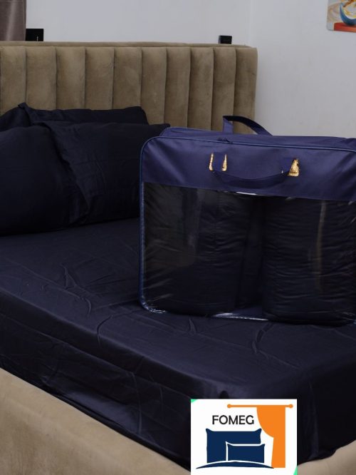 Dark Navy Blue Colour Bedsheet, Duvet and Four (4) Pillows